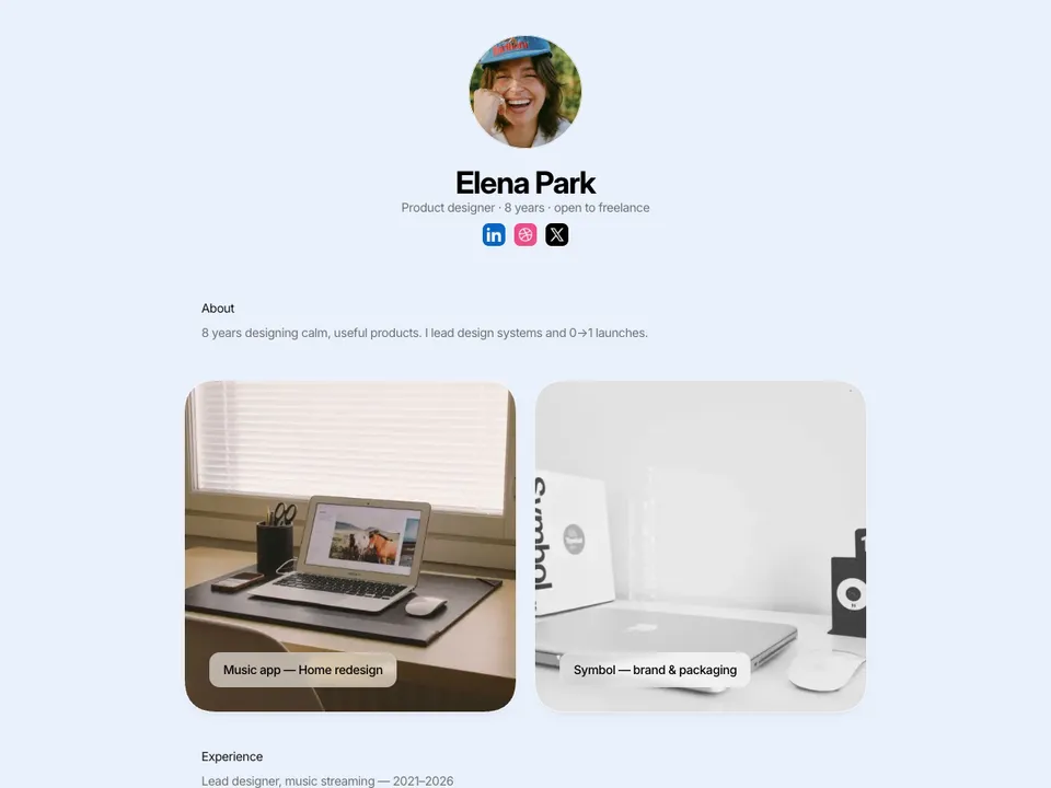Elena Park's mePad page